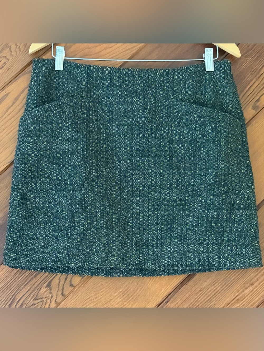 Outback Red Tweed Mini Skirt Size 10 Teal Green Wool Blend Vintage